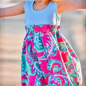 Kids Girls 3t Dress Pink Teal Paisley Bubble Bottom NEW